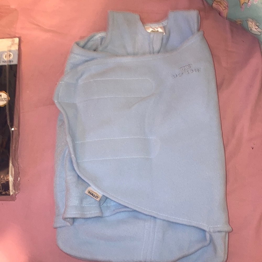 Preemie Halo Sleep Sack swaddle blue micro fleece